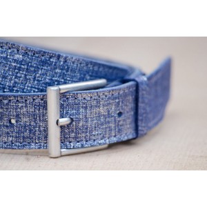 CEINTURE CUIR  BLEU ARGENTÉ  | La classique